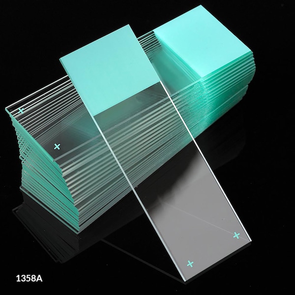 Globe Scientific Microscope Slides, Diamond White Glass, 25x75mm, Charged, 90 Deg. Ground Edges, Aqua Frosted, 72PK 1358A-72 - main